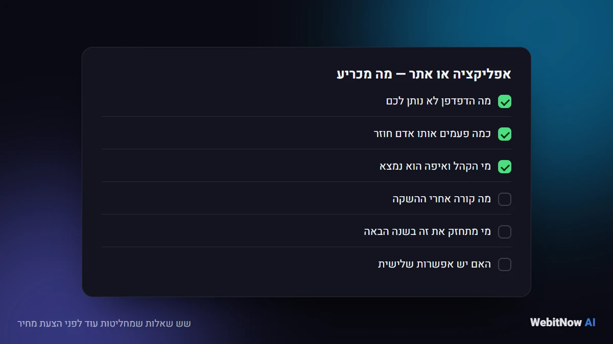 שש שאלות שמחליטות עוד לפני הצעת מחיר