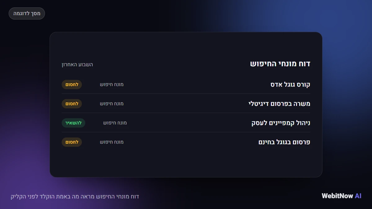 דוח מונחי החיפוש מראה מה באמת הוקלד לפני הקליק