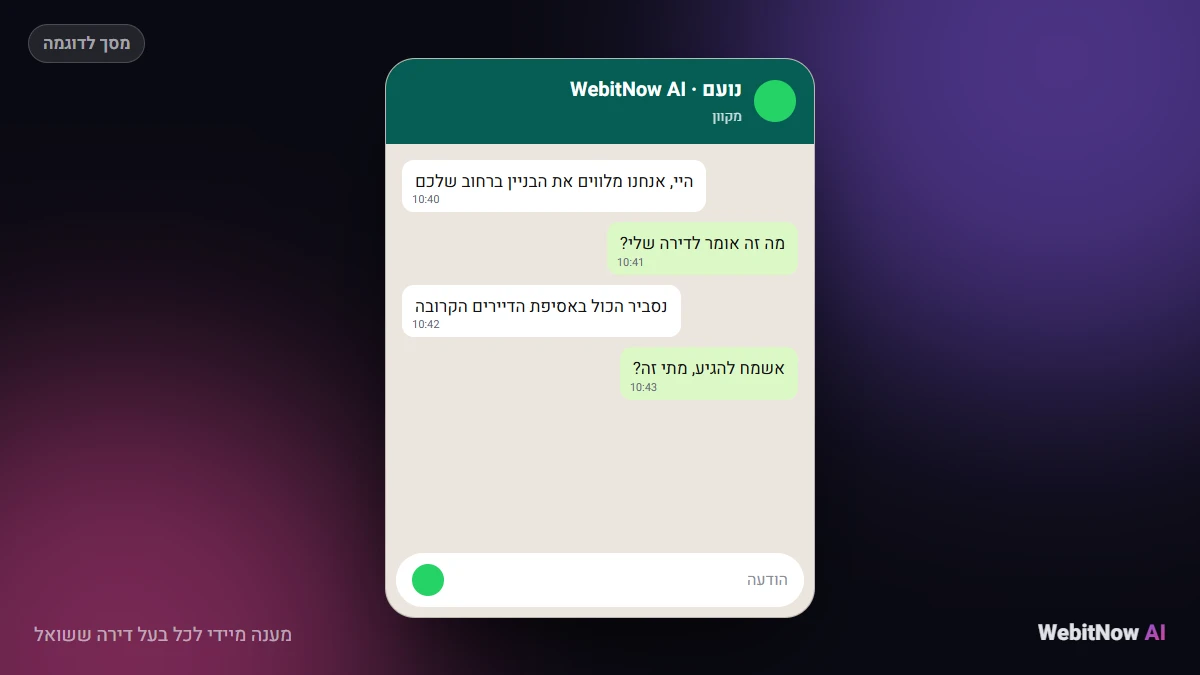מענה מיידי לכל בעל דירה ששואל