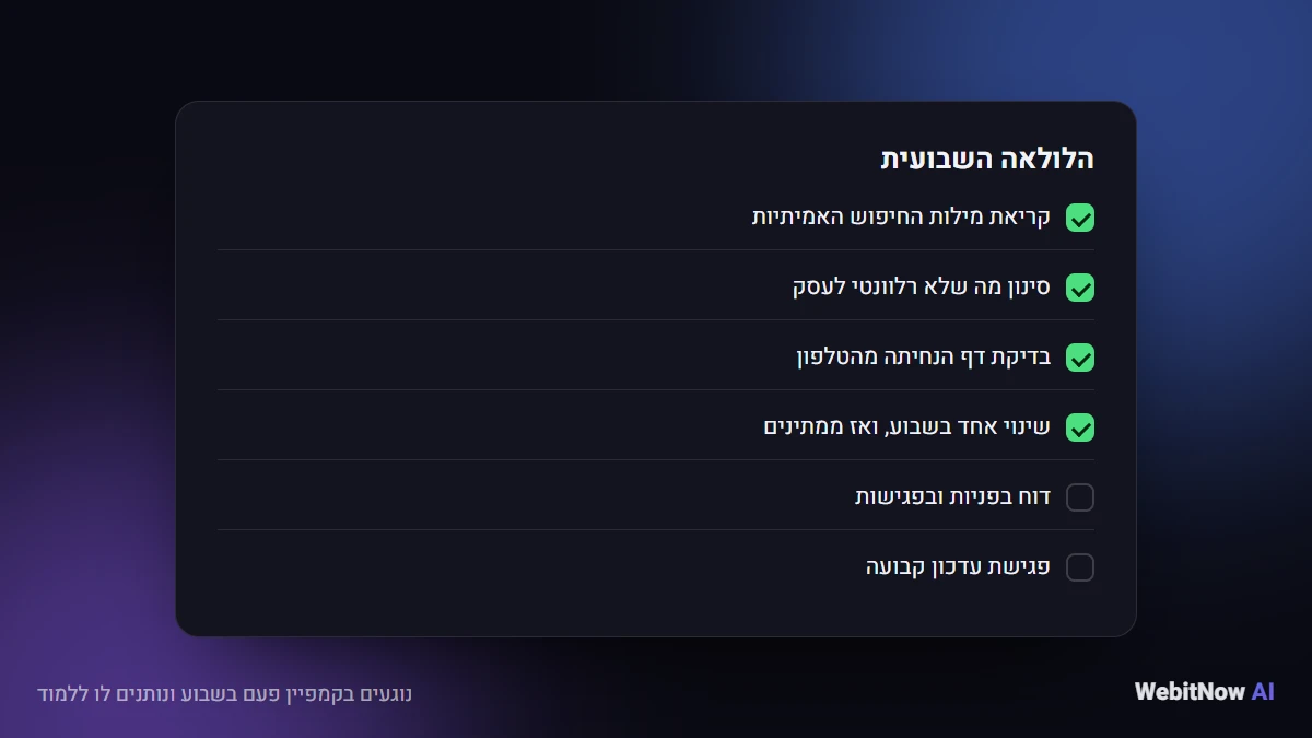 נוגעים בקמפיין פעם בשבוע ונותנים לו ללמוד