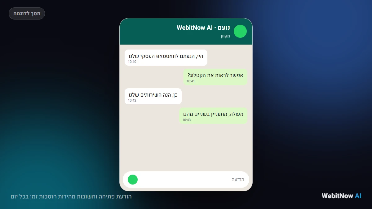 הודעת פתיחה ותשובות מהירות חוסכות זמן בכל יום