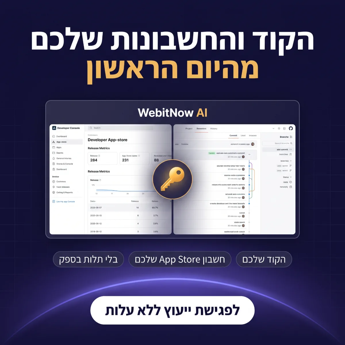 פיתוח אפליקציות — הקוד וחשבונות החנויות רשומים על שם הלקוח, בלי תלות בספק
