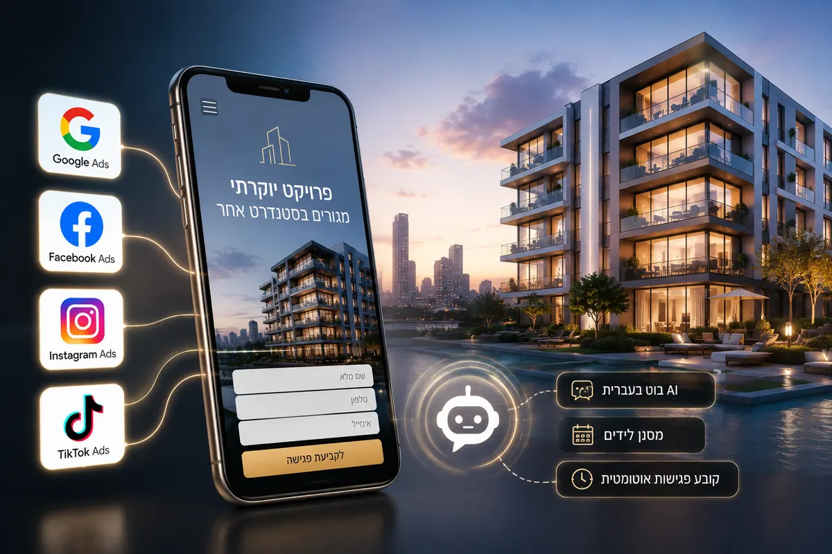 קריאייטיב לפרויקט יוקרתי — מגורים בסטנדרט אחר, עם בוט AI ומענה לידים
